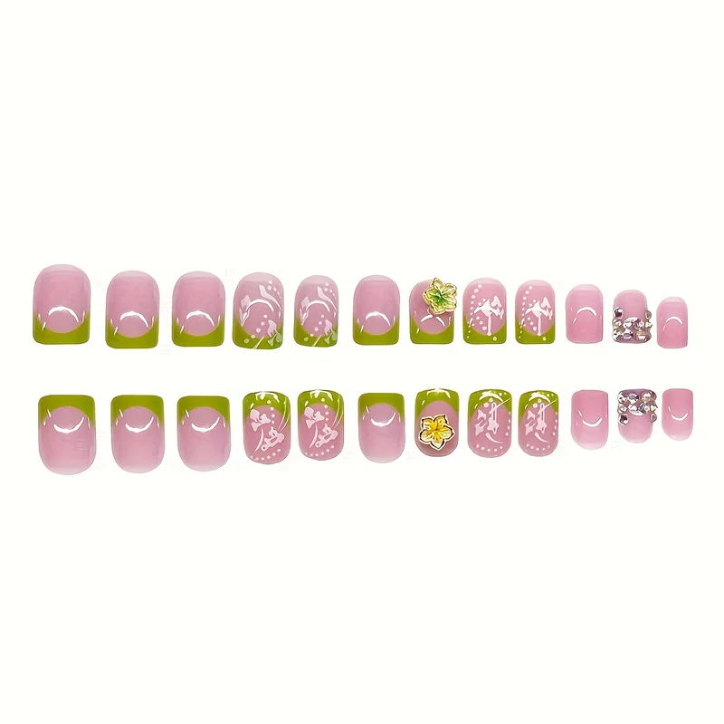 Künstlerisches Floral Press-On Nagel-Set Karnz