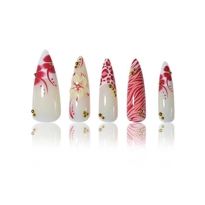 Künstlerische florale Acryl-Nagelverlängerungen Karnz