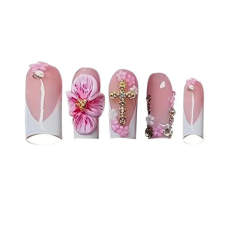 Künstlerische florale Acryl-Nagelerweiterungen Karnz