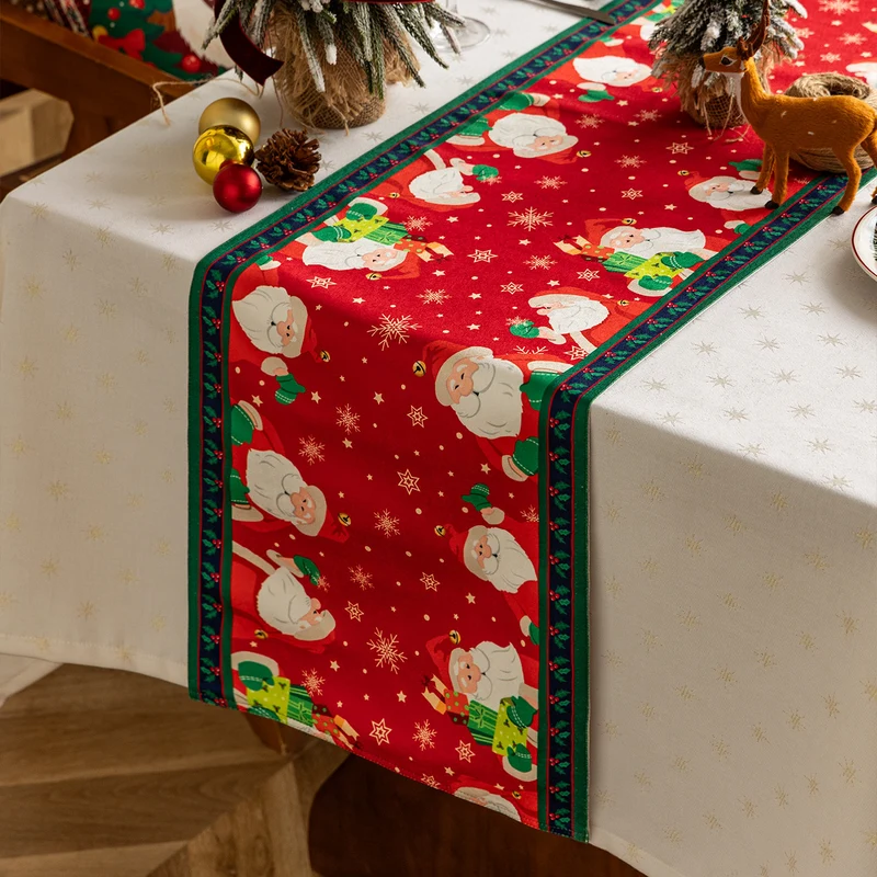 Tischläufer aus Baumwollmischgewebe mit weihnachtlichem Rentier- und Sternmotiv Karnz