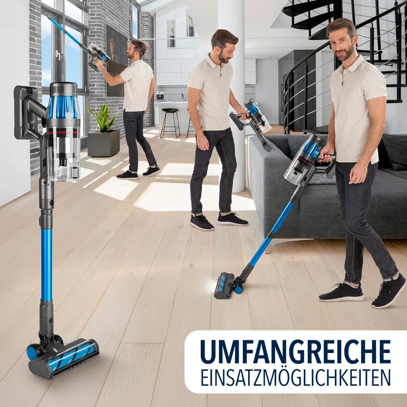 CLEANmaxx AeroTec 500 Staubsauger mit Absaugstation – Grau/Blau