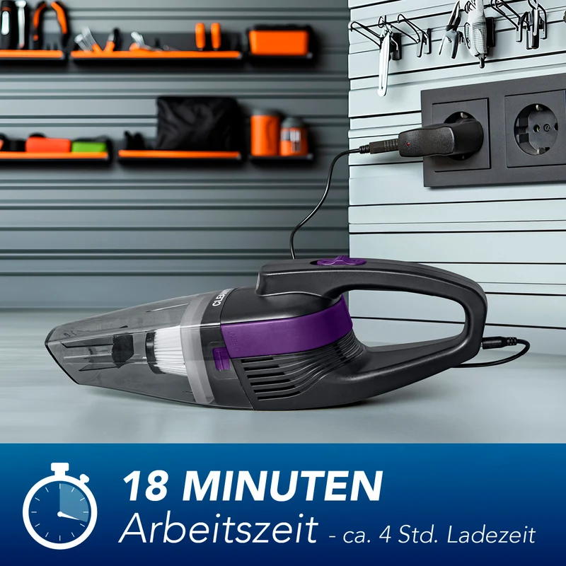 CLEANmaxx Akku-Handstaubsauger - kabel- & beutellos - mit EPA-Filter & LED-Licht