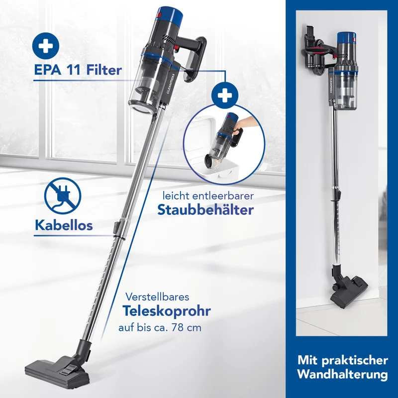 'CLEANmaxx Hand- und Bodenstaubsauger - kabellos - 12 kPa und 0,8-L-Staubbehälter