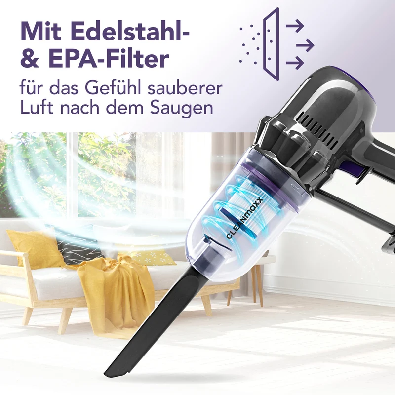 CLEANmaxx Akku-Staubsauger 2in1 - Hand- & Bodensauger kabellos, ladbar - 2 Düsen