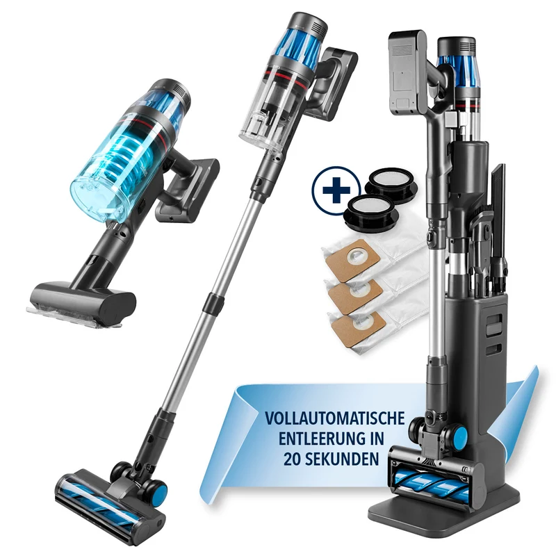 CLEANmaxx AeroTec 500 Staubsauger mit Absaugstation – Grau/Silber