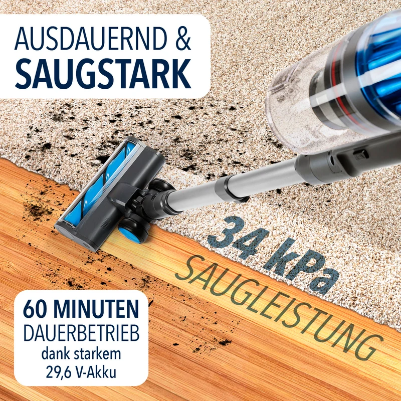 CLEANmaxx AeroTec 500 Staubsauger mit Absaugstation – Grau/Silber