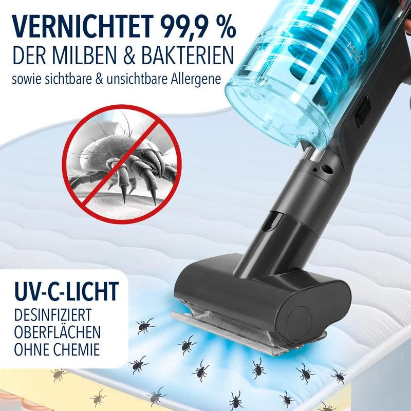 CLEANmaxx AeroTec 500 Staubsauger mit Absaugstation – Grau/Silber