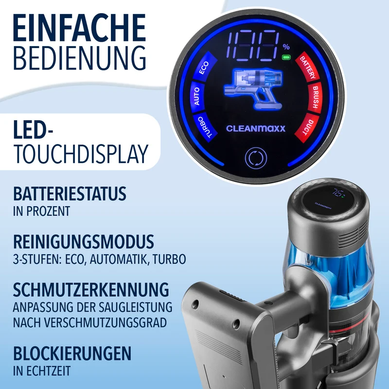 CLEANmaxx AeroTec 500 Staubsauger mit Absaugstation – Grau/Silber