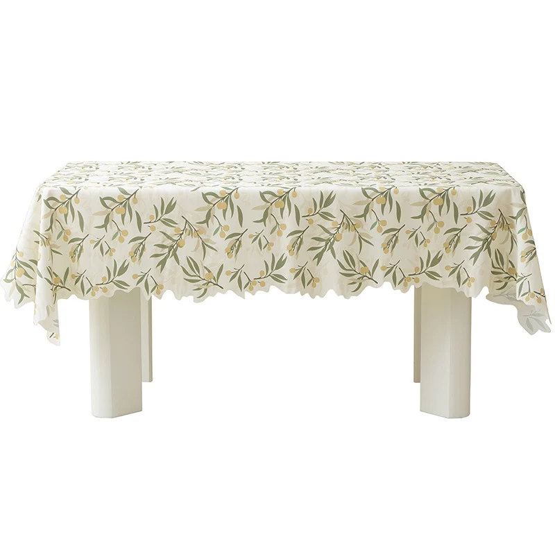 Runde abwischbare Tischdecke mit floralem Ausschnittsaum Karnz