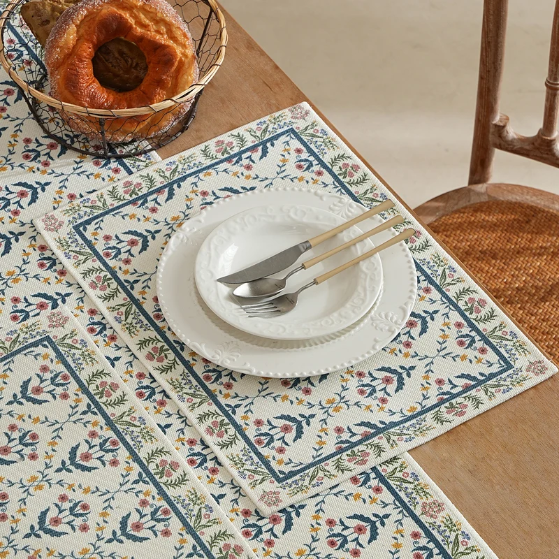 Rechteckiger Dekorativer Vintage-Teppich mit floraler webstruktur und Fransen Karnz
