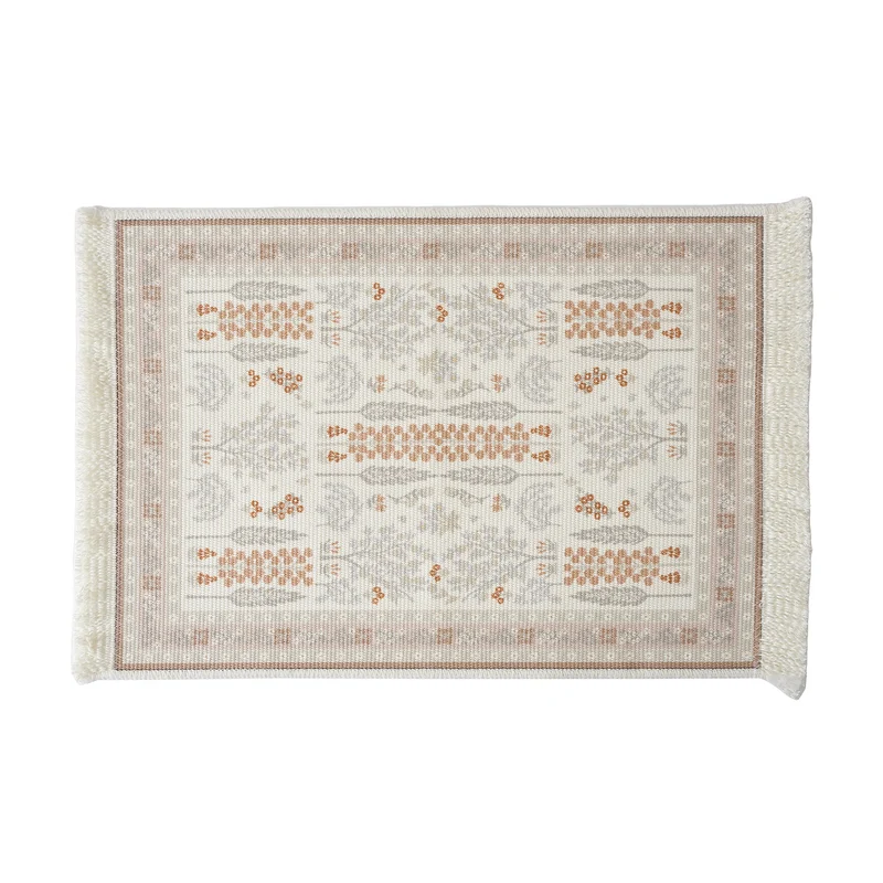 Rechteckiger Dekorativer Vintage-Teppich mit floraler webstruktur und Fransen Karnz