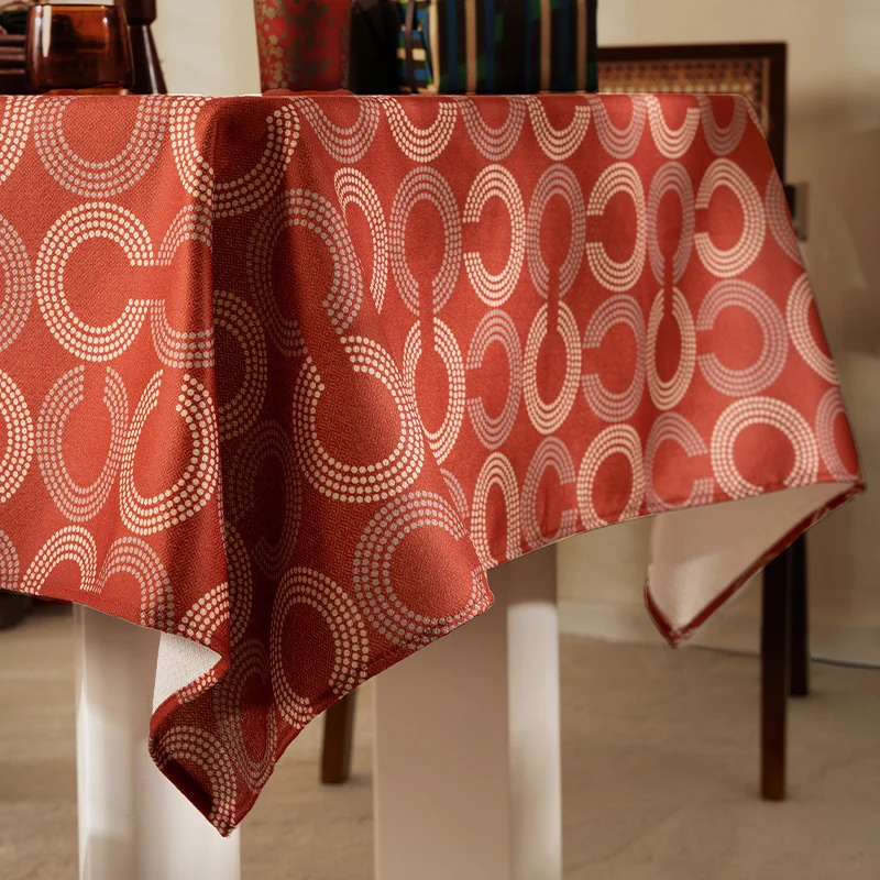 Rechteckige Tischdecke mit retro-geometrischem Kreisprint aus pflegeleichtem Baumwollmix Karnz