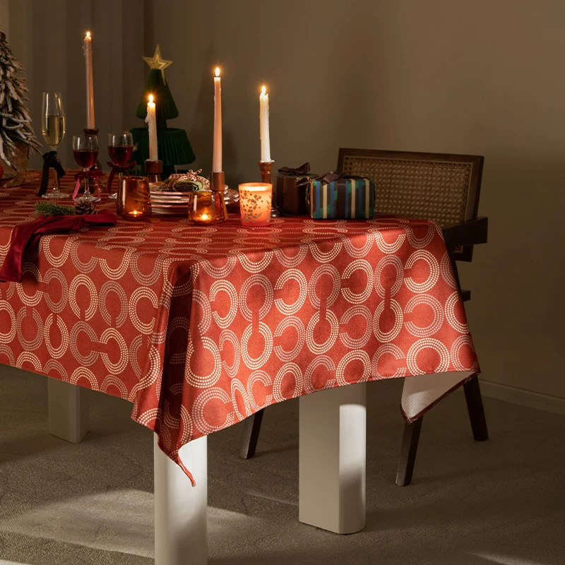 Rechteckige Tischdecke mit retro-geometrischem Kreisprint aus pflegeleichtem Baumwollmix Karnz
