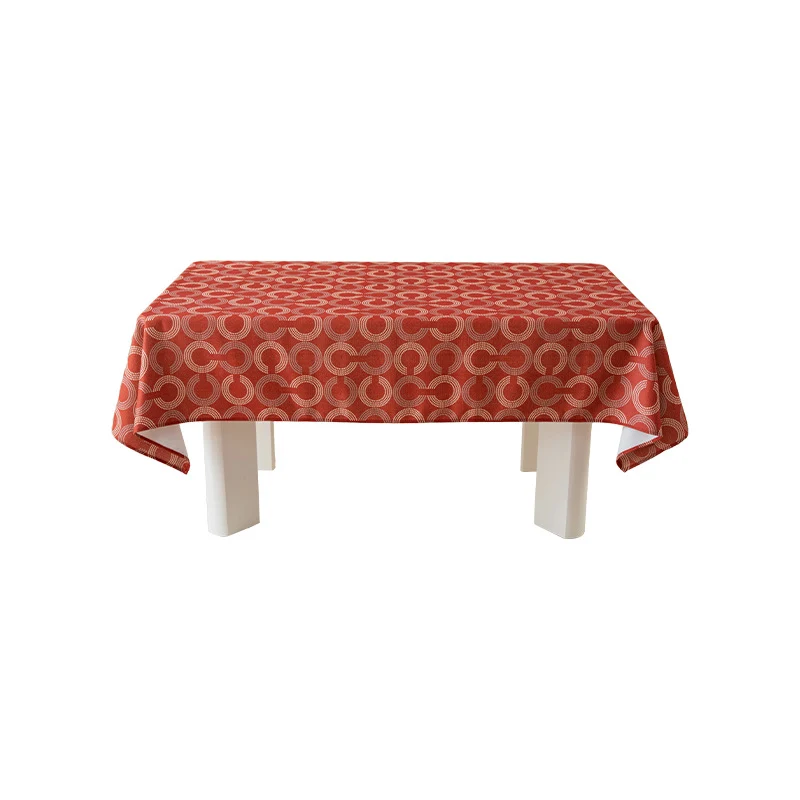 Rechteckige Tischdecke mit retro-geometrischem Kreisprint aus pflegeleichtem Baumwollmix Karnz