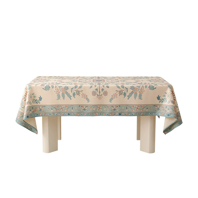 Rechteckige pflegeleichte Tischdecke im floralen Jacquard mit dekorativer Bordüre Karnz