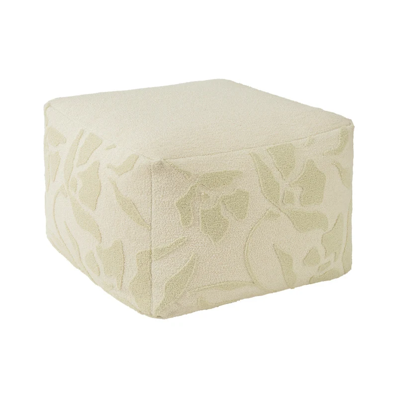 quadratischer Pouf mit Bouclé-Bezug und strukturiertem Jacquardmuster Karnz