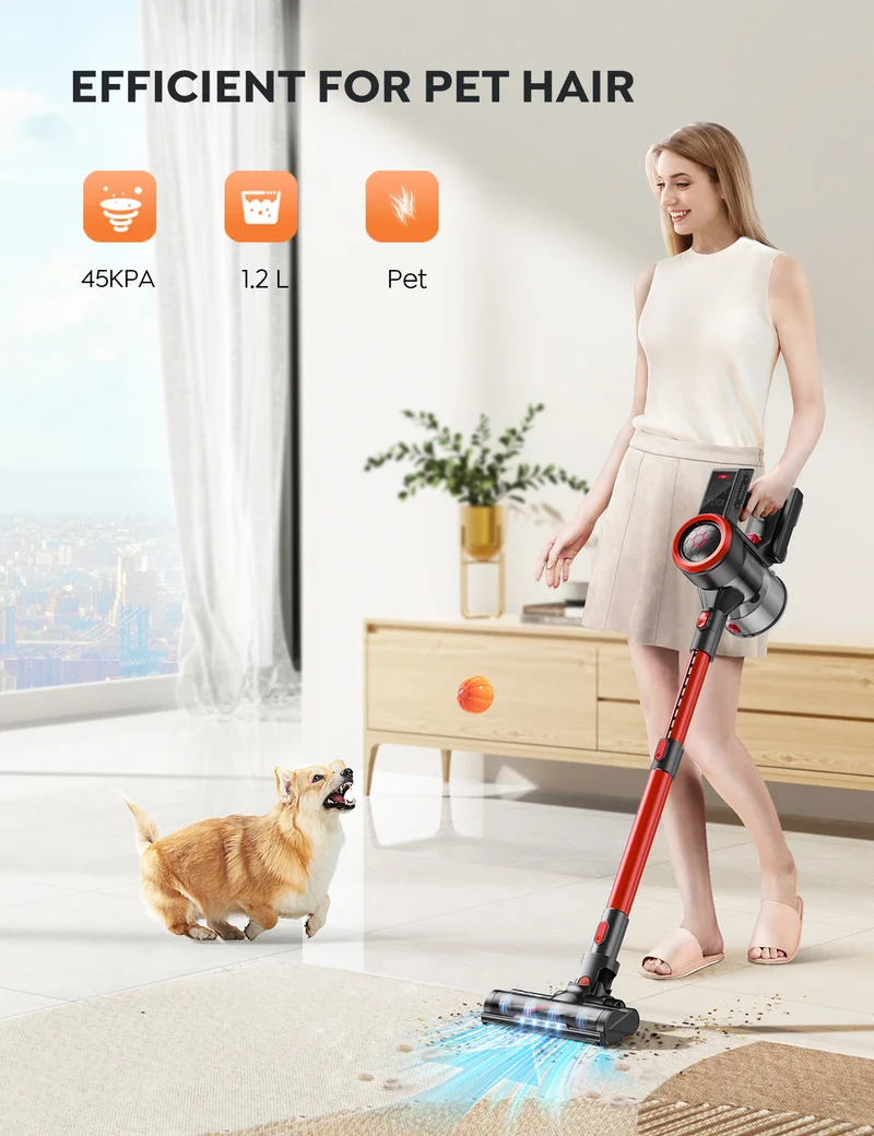 Buture JR700 Red Cordless Vacuum | 500W 45KPA
