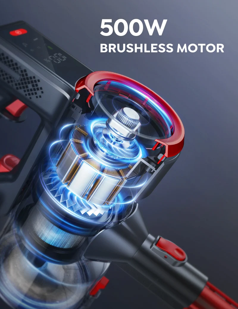 Buture JR700 Red Cordless Vacuum | 500W 45KPA