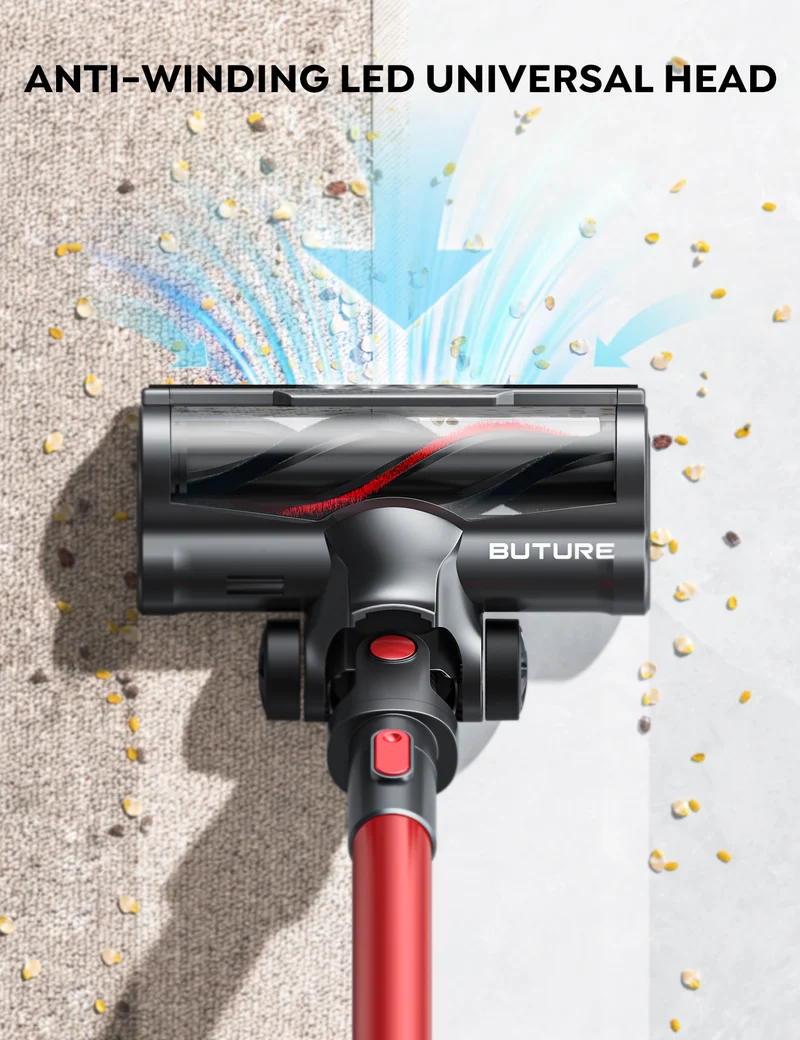 Buture JR700 Red Cordless Vacuum | 500W 45KPA