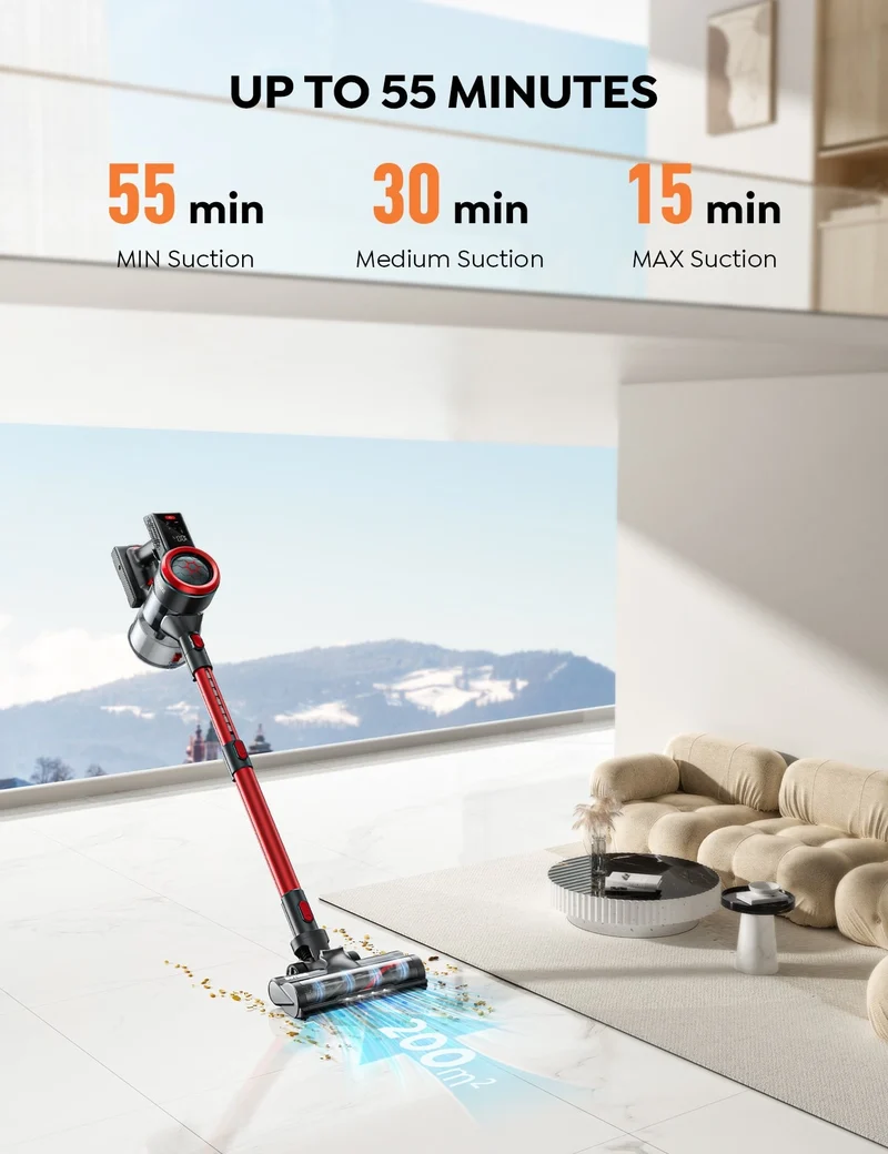 Buture JR700 Red Cordless Vacuum | 500W 45KPA