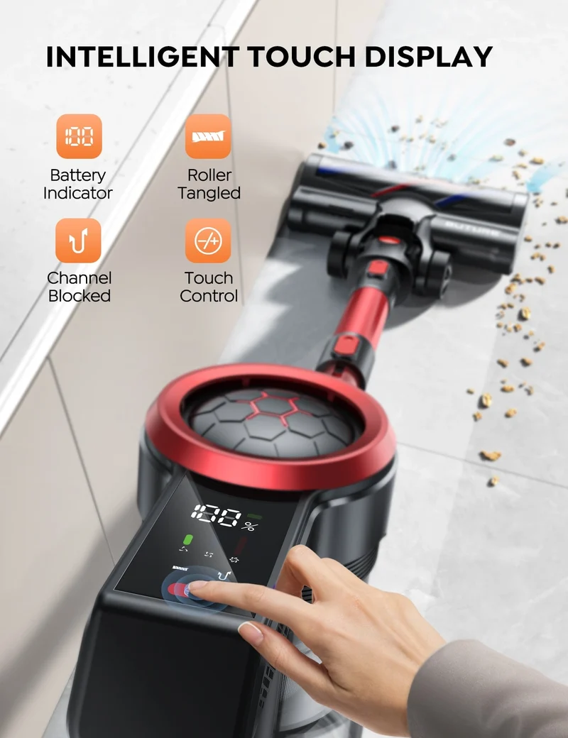 Buture JR700 Red Cordless Vacuum | 500W 45KPA