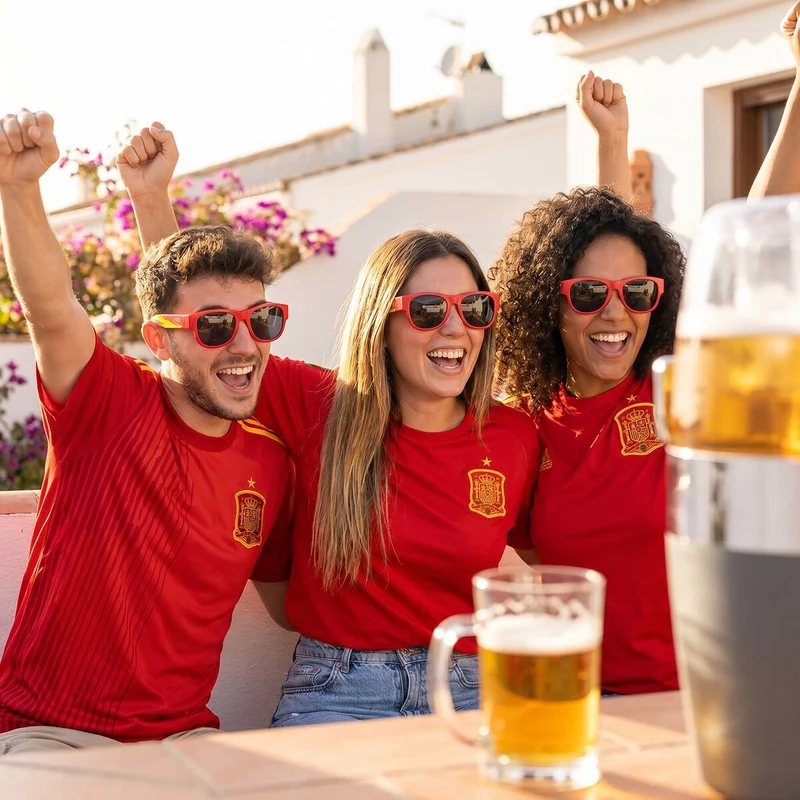 Beer Dispenser Cooling Pack InnovaGoods and 2 Roll-Up Sunglasses Sunfold Spain Red