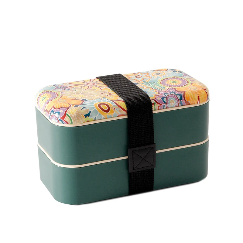 Lebendige dual-schichtige Bento-Lunchbox mit sicherem Riemen