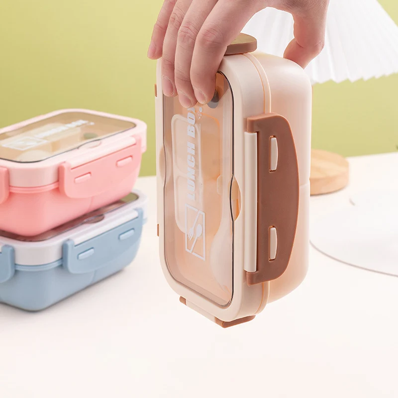 Vielseitige Mehrfachfach-Lunchbox mit integriertem Besteck