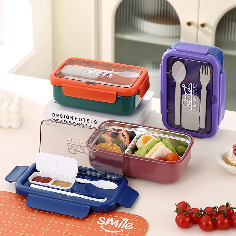 Stilvolle Mehrfach-Fach Bento Lunchbox mit integriertem Besteck