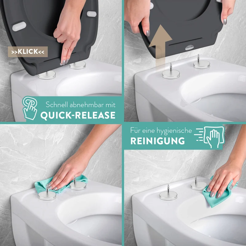 Premium Toilettendeckel - oval - dunkelgrau