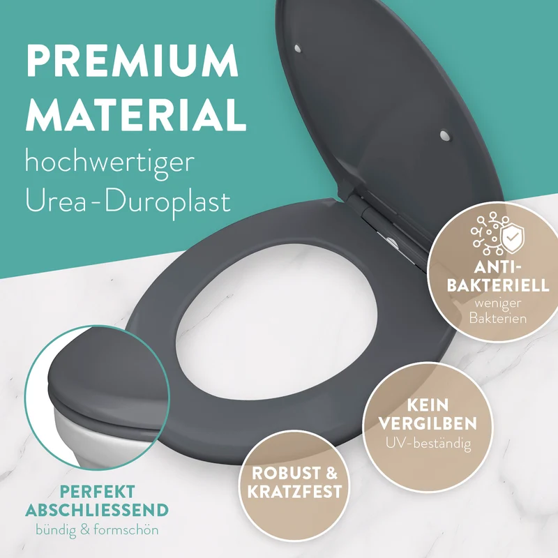 Premium Toilettendeckel - oval - dunkelgrau