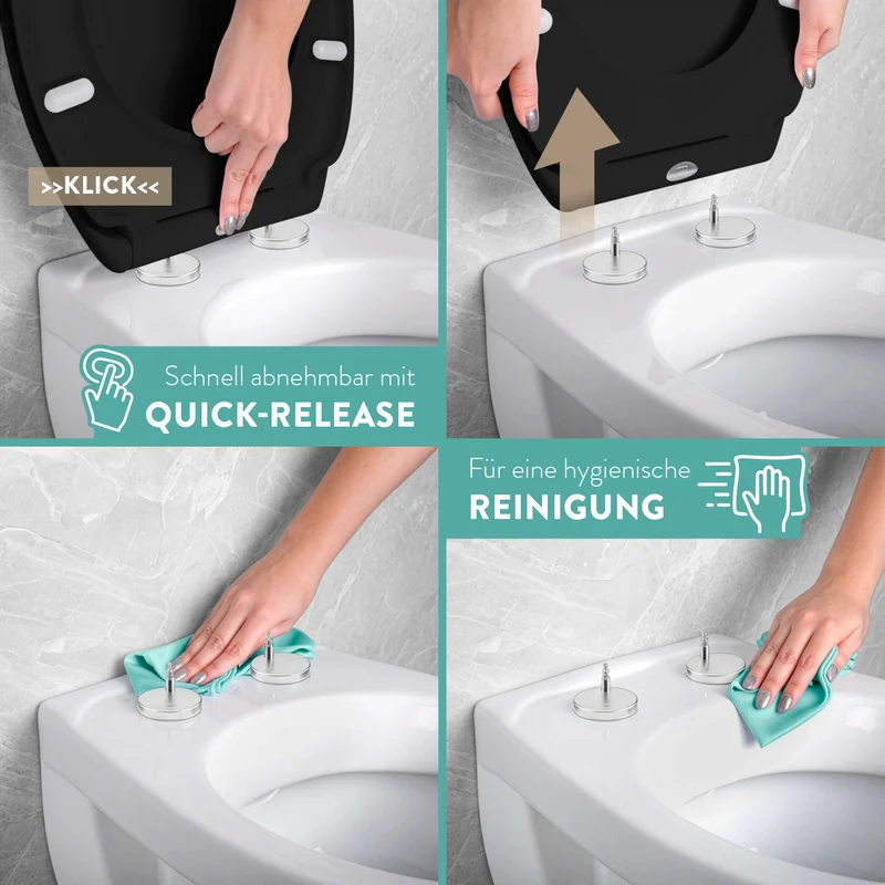 Premium Toilettendeckel - oval - schwarz