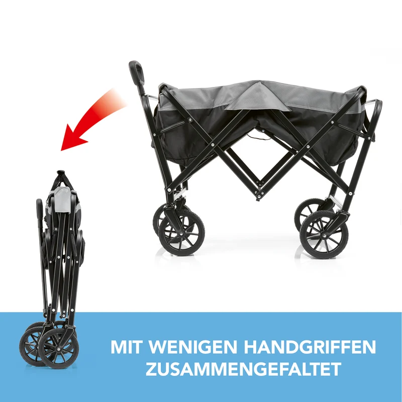 Bollerwagen - faltbar - schwarz/grau