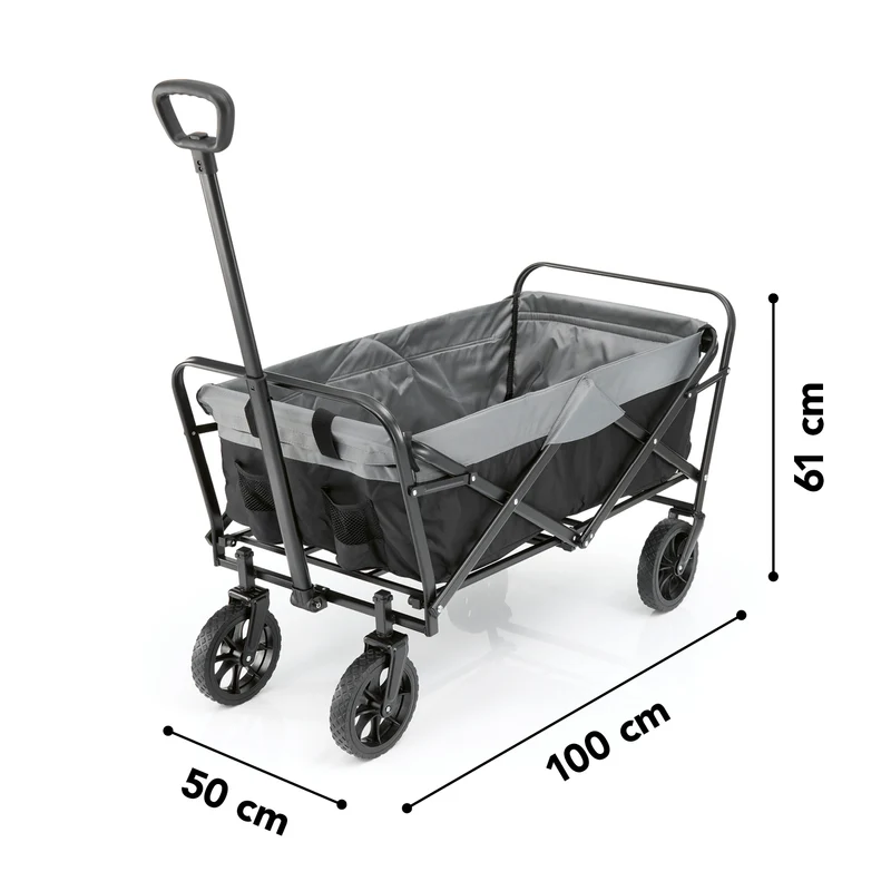 Bollerwagen - faltbar - schwarz/grau