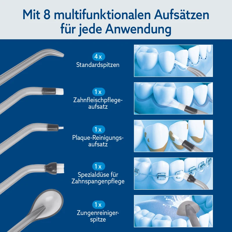 Munddusche mit 8 Multifunktionsaufsätzen