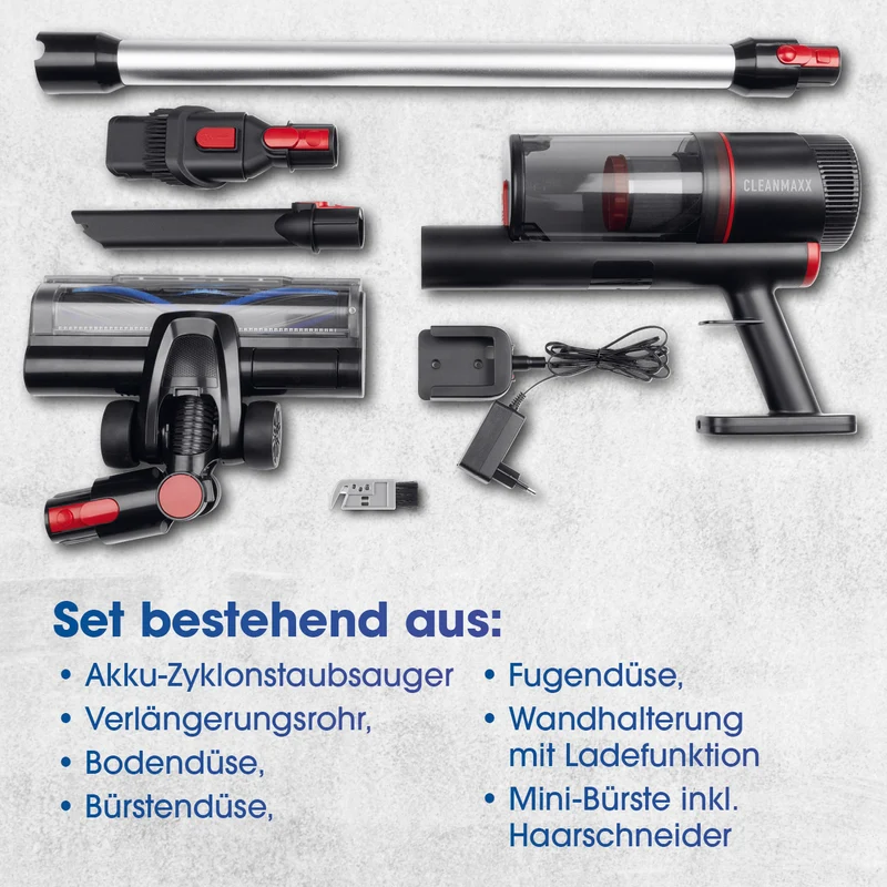 Akku-Zyklon-Staubsauger 22,2V - schwarz/rot