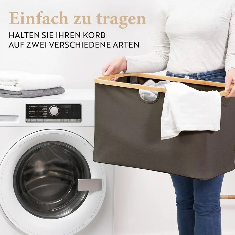 Bambus Regal mit Ablage und Körben - Dunkelgrau