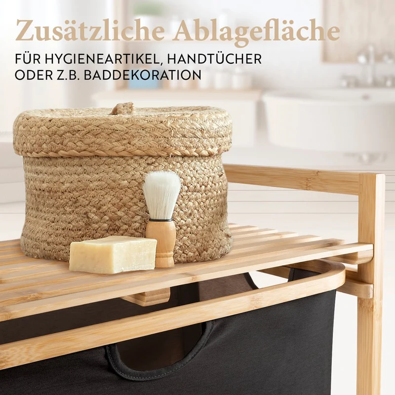 Bambus Regal mit Ablage und Körben - Dunkelgrau
