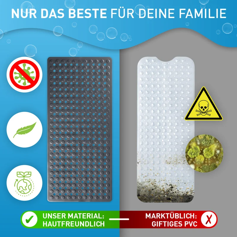 Badewannenmatte 88 x 40 cm – Dunkelgrau