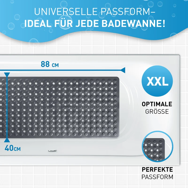 Badewannenmatte 88 x 40 cm – Dunkelgrau