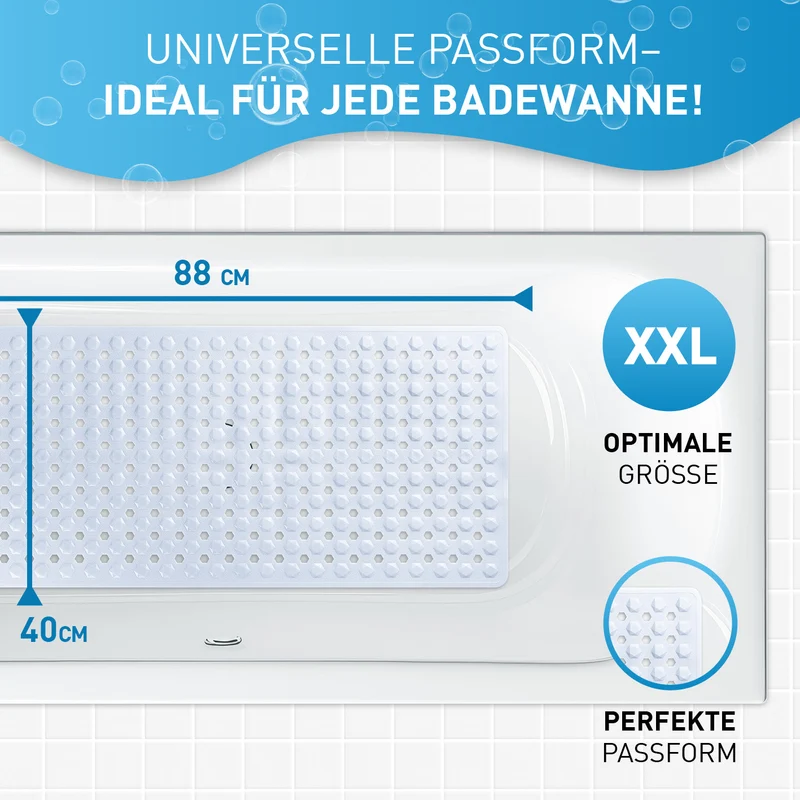 Badewannenmatte 88 x 40 cm – Weiß