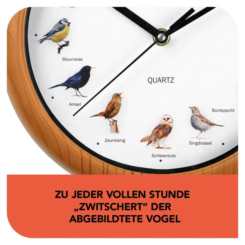 Wanduhr mit Vogelstimmen - 25cm