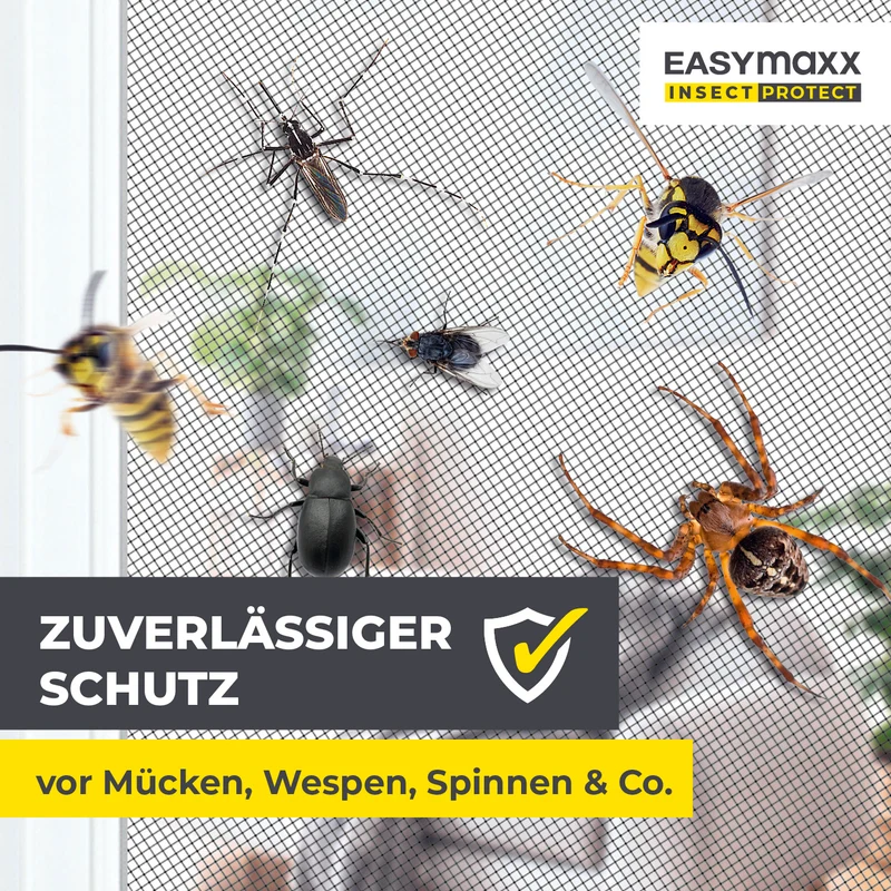 Insektenschutzgitter mit Magnetbefestigung - 4er-Set - 150 x 180 cm - Schwarz