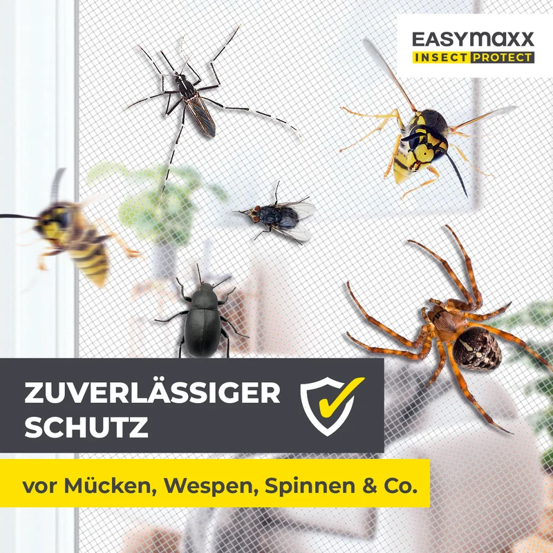 Insektenschutzgitter mit Magnetbefestigung - 4er-Set - 110 x 130 cm - Weiß