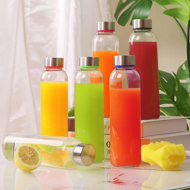 Glasflaschen 500 ml, 6er-Set + Flaschenbürste