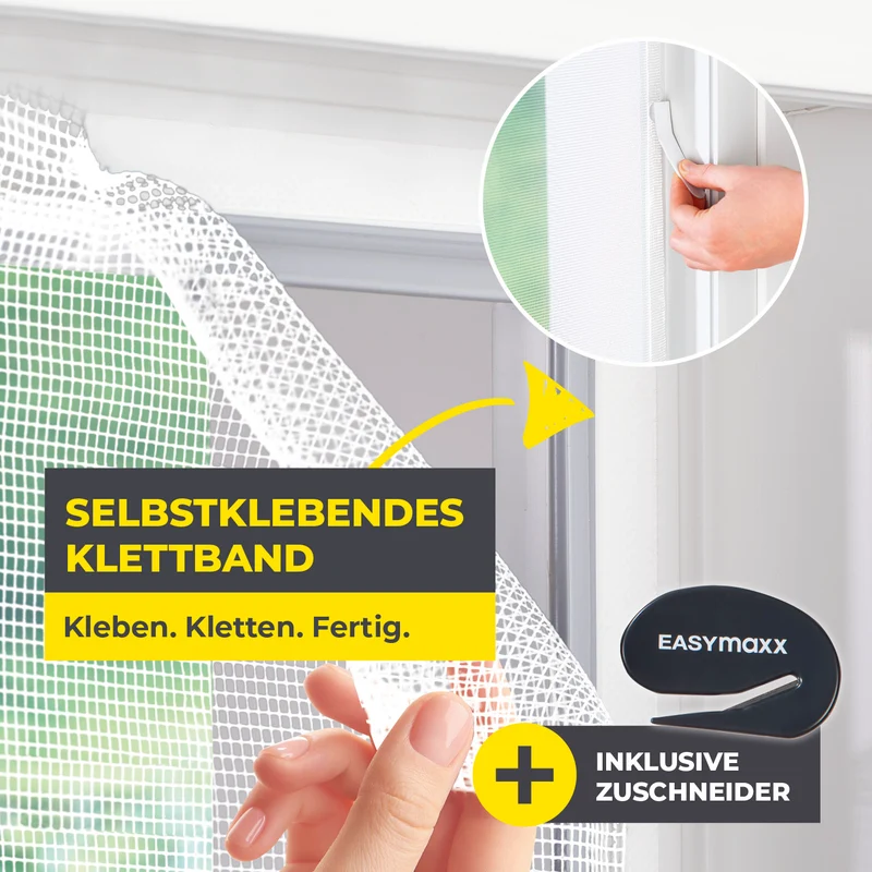 Moskitonetz für Fenster mit selbstklebendem Klettband - 4er-Set - 150 x 180 cm - Weiß