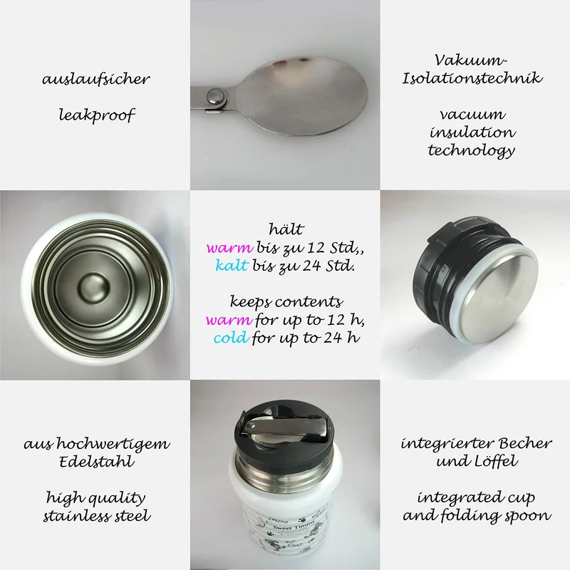 Thermobehälter - 450 ml - Edelstahl - Hunde/Grau