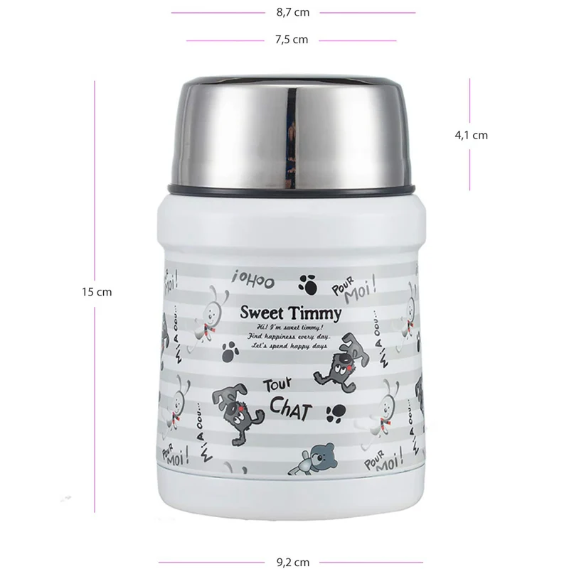 Thermobehälter - 450 ml - Edelstahl - Hunde/Grau