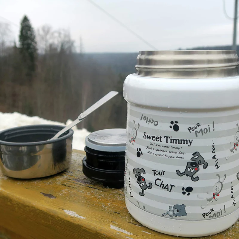 Thermobehälter - 450 ml - Edelstahl - Hunde/Grau