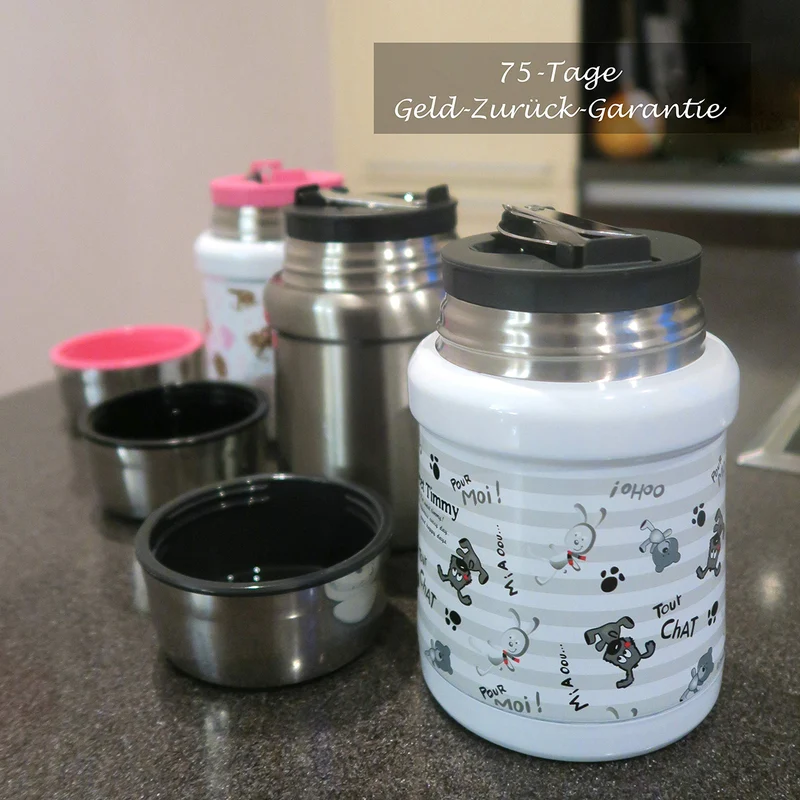 Thermobehälter - 450 ml - Edelstahl - Hunde/Grau